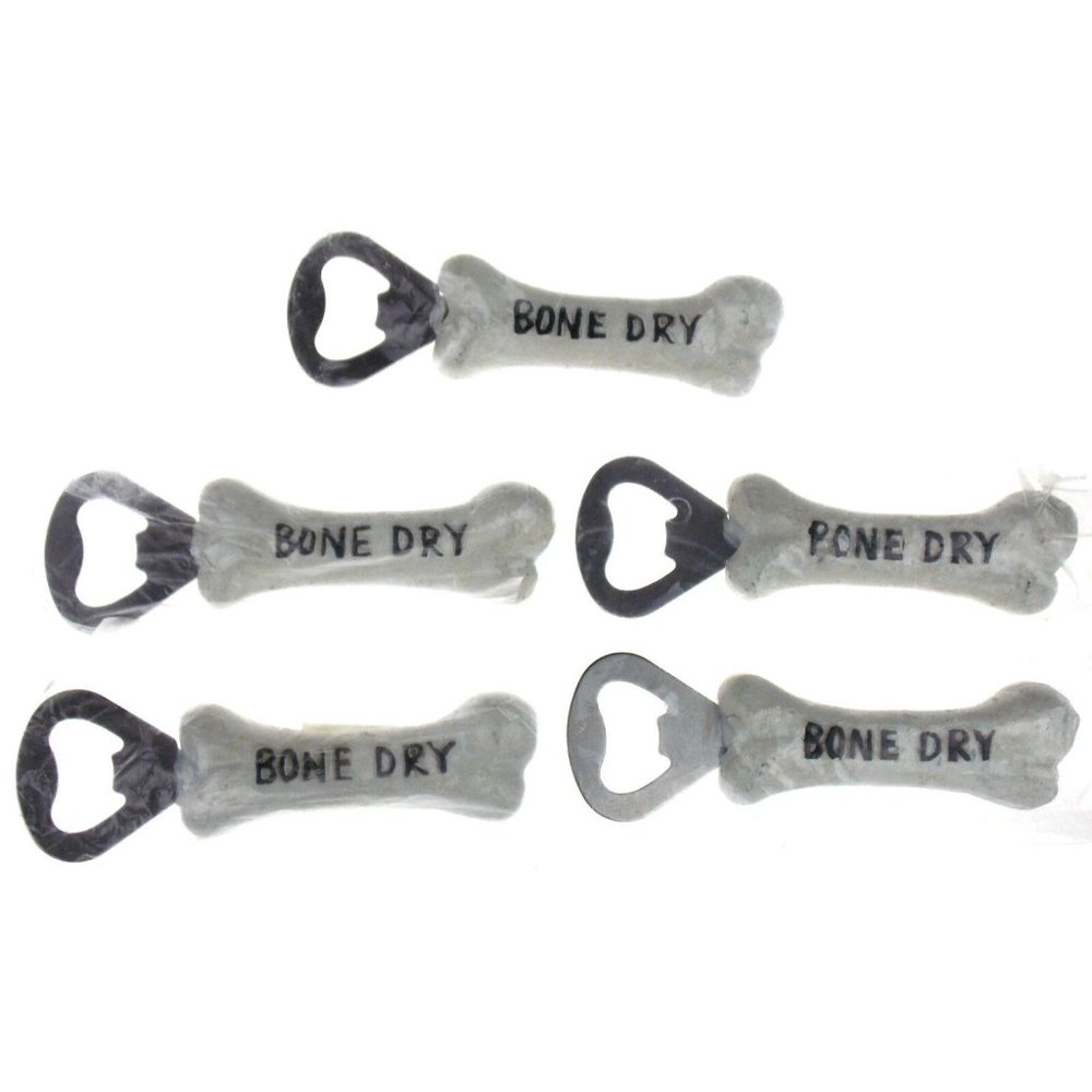 Ganz Dog Lover Bone Dry Bottle Opener Lot 5 Bone Shaped White Gift Party Favor
